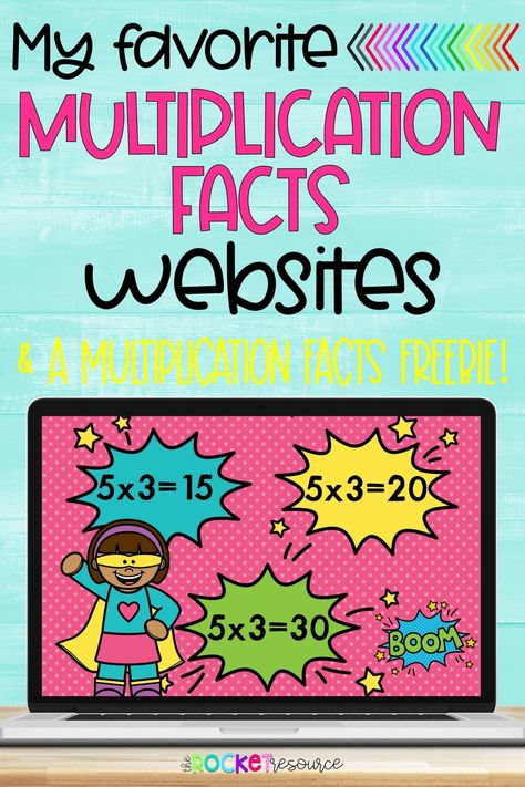 How do you practice multiplication facts in your classroom? For years I used those fact fluency pages for each number. If you have been around awhile, you know what I am talking about! There is definitely a place for these still in the classroom, but these days, I want to work smarter not harder. That is why I have compiled a list of the best multiplication fact practice websites to share with you! Teaching Multiplication Facts, Third Grade Math Games, Multiplication Facts Games, 4th Grade Math Games, Third Grade Math Activities, Fun Websites, Third Grade Math Worksheets, Math Learning Center, Multiplication Facts Practice