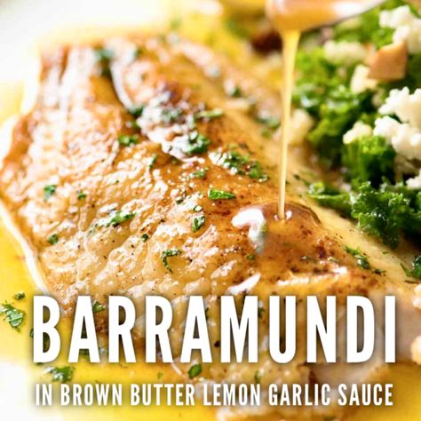 Butter Lemon Sauce, Barramundi Recipes, Dover Sole, Visual Recipes, Summer Recipe, Red Snapper, Lemon Sauce, Dinner Idea, Fish Dishes