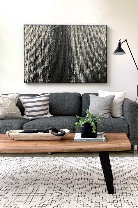 Charcoal Sofa Living Room, Charcoal Sofa, Gold Living Room, Buffet Design, Cosy Living Room, Living Room Inspo, Living Room Grey, A Living Room, Couches Living Room