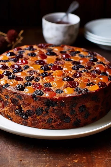 Festive Fruit-Loaded Christmas Cake Sultana Cake, Creamed Peas, Christmas Fruit, Apple Fritters, Lemon Cookies, Christmas Favorites, Butter Pecan, Lemon Blueberry, Cake Tins