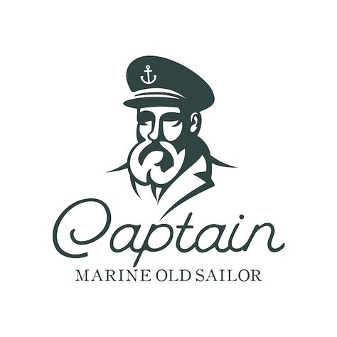 Sailor Logo, Nautical Logo, Ship Captain, Peaked Cap, Premium Vector, Graphic Resources, Nautical, Logo Design, Navy