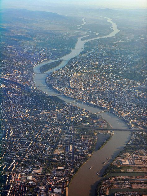 Full city view of Budapest with the Danube and all the crossing bridges - looked from the south to north in the morning light Capital Of Hungary, Budapest City, Danube River Cruise, Danube River, Central Europe, Budapest Hungary, Bratislava, Beautiful Places To Visit, Places Around The World