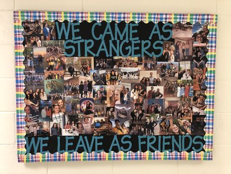 We Came As Strangers We Leave As Friends, Ra Closing Bulletin Board, Senior Class Board Ideas, Senior Bulletin Board Ideas, Friends Bulletin Board, Toddler Memory Book, Leavers Party, February Bulletin Boards, Friendship Poster