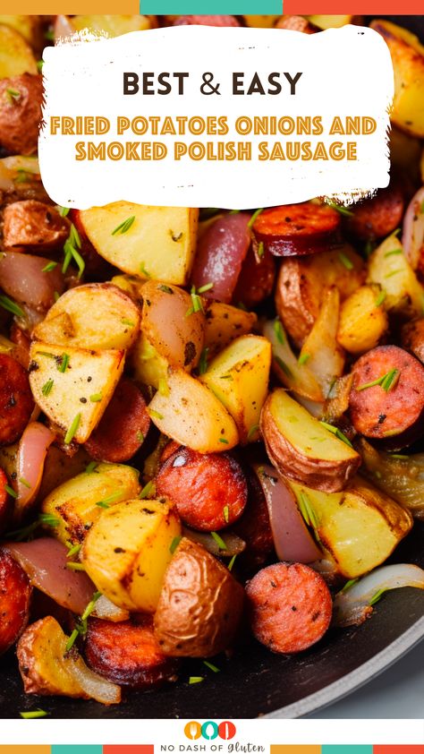 Savor the heartwarming flavors of Fried Potatoes, Onions, and Smoked Polish Sausage, a classic American favorite. Perfect for family dinners or cozy gatherings. Try this comforting recipe today and make your mealtime memorable! Sausage Potato Skillet Recipes, Fried Potatoes Onions And Polish Sausage, Smoked Sausage Recipes Potato, Fried Potatoes And Onions And Peppers With Smoked Sausage, Potato And Polish Sausage Recipes, Polish Sausage And Potatoes Skillet, Sausage Potato Onion Skillet, Smoked Sausage And Fried Potatoes, Beef Sausage And Potatoes