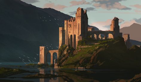 Raphael Lacoste, Fortress Concept Art, Ac Valhalla, Assassin's Creed Valhalla, Castle Designs, Fantasy City, Fantasy Castle, Fantasy Places, Wow Art