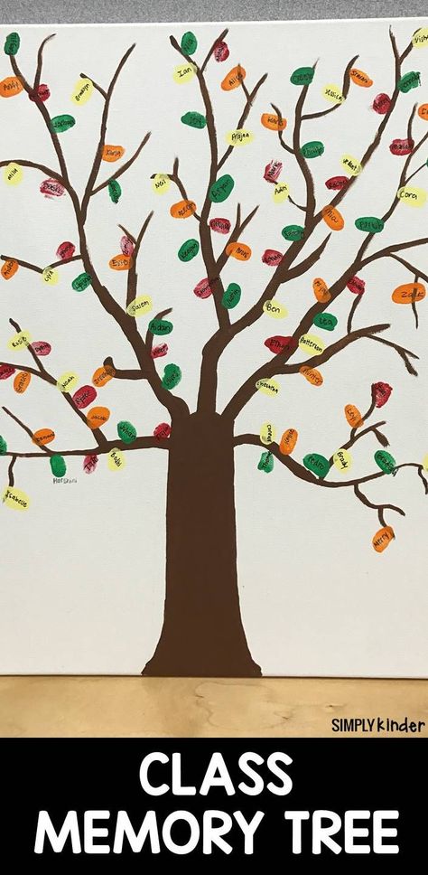 Create a fun class memory tree using fingerprints.  Perfect end of the year gift for volunteers, aides, or parents! Class Memory Project, Class Memories Ideas, Class Tree, Kindergarten Freebies, Memory Projects, Haldi Outfits, Tree Day, Volunteer Gifts, School Tool