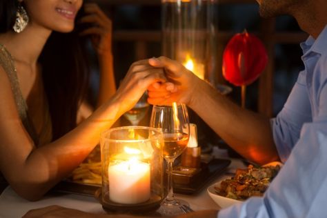 Couple Having Romantic Dinner Lunch For Two, Anniversary Ideas For Him, 6 Month Anniversary, Boiled Chicken Breast, Couple Holding Hands, Romantic Restaurant, Valentines Day Date, Flirting Moves, Light Dinner