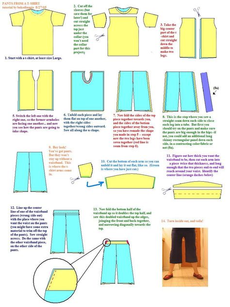 Yoga pants from a TShirt Pants Tutorial, Shirt Tutorial, Diy Vetement, Tshirt Crafts, Old T Shirts, How To Make Tshirts, How To Sew, Learn To Sew, Sewing Clothes