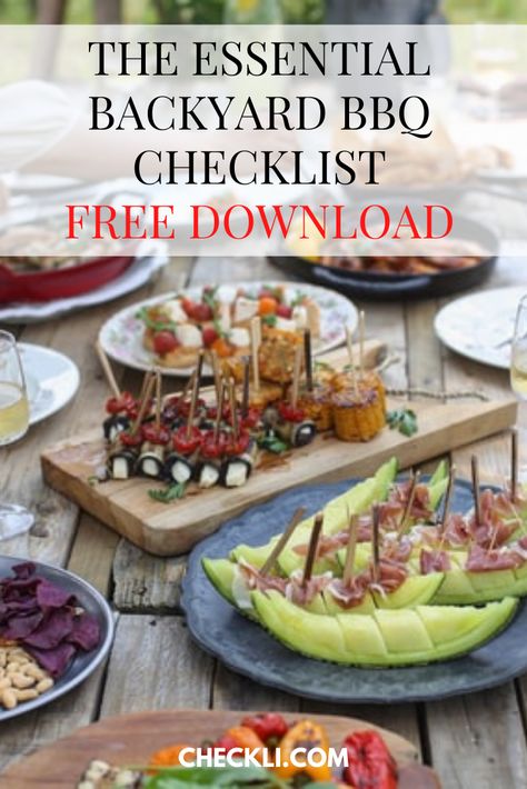 Save, download, or copy this BBQ checklist. A great list of everything you need to host a great backyard BBQ! #bbqchecklist #backyardbbqchecklist #bbq #summerbbq Bbq Essentials List, Bbq Hosting Ideas, Bbq Checklist, Shrimp Side Dish, Brat Sausage, Kitchen Checklist, Mustard Bbq Sauce, Backyard Bbq Party, Bbq Supplies