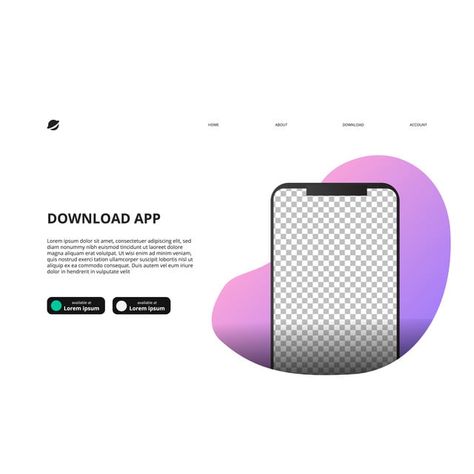 Mock Up Of Smartphone For Download App Website Landing Page Download App Poster, Hotel Logo Design, Employees Card, Standee Design, Website Landing Page, Design Mockup Free, App Website, Phone Store, Modern Mobile