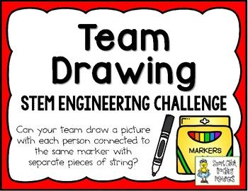 Are you looking for a great STEM challenge for the first day or week of school?Can your team draw a picture with each person connected to the same marker with separate pieces of string?Team Drawing ChallengeMaterials Needed: (per team)- sheets of copy paper - one thick marker- string (one piece per ... Instant Challenges For Di, Steam Challenges Middle School, Fallacy Detective, Team Building Activities For Kids, Makerspace Activities, Team Drawing, Holiday Stem, Elementary Stem Activities, Teaching Graphic Design