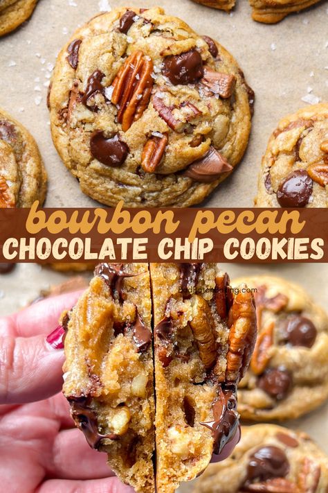 Bourbon Butterscotch Cookies, Bourbon And Brown Butter Peach Cookies, Brown Butter Bourbon Chocolate Chip Cookies, Bristol Farms Chocolate Chip Cookie Recipe, Thanksgiving Cookie Flavors, Bourbon Pecan Chocolate Chip Cookies, Brown Butter Bourbon Pecan Cookies, Rum Cookies Recipes, Bourbon Chocolate Chip Cookies