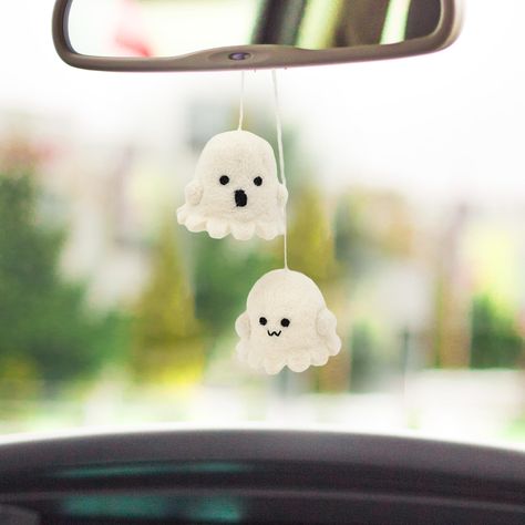 PRICES MAY VARY. 👻 SUPER CUTE DANGLING CAR DECOR: You'll love these wool felt ghost car hanging accessories dashboard decorations. This little friend swings from the car mirror while you drive, putting a smile on your face. The design is perfect, small enough & won't distract you from the road. Made from 100% wool, it is soft & will not crack your windshield. 🎒 VERSATILE USE: You can turn these ghost ornament car rear view mirror hanging accessories into key chain accessories for women, neckla Car Decorations Dashboard, Car Beads Rear View Mirror, Felt Ghost, Dashboard Decorations, Car Hanging Accessories, Wallet Lanyard, Mirror Car Accessories, Valentines Surprise, Mirror Accessories