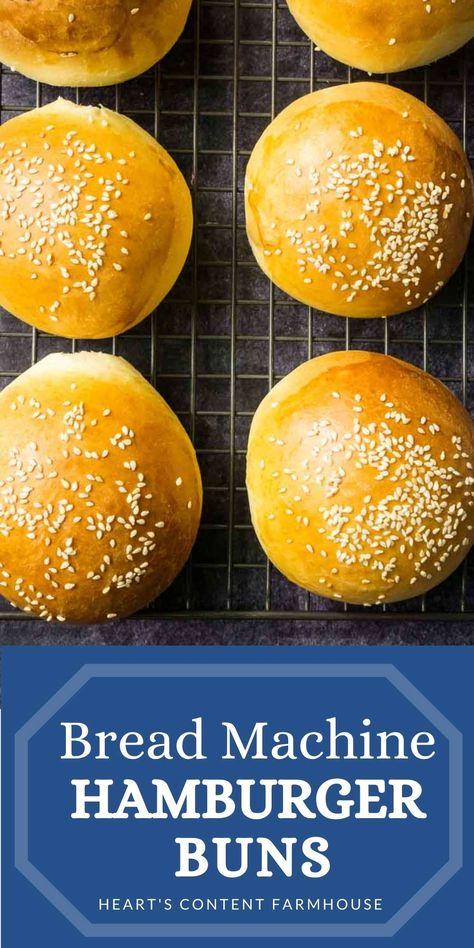 Easy Homemade Burgers, Homemade Burger Buns, Easy Bread Machine Recipes, Burger Buns Recipe, Hamburger Bun Recipe, Homemade Hamburger Buns, Pain Burger, Homemade Buns, Bread Buns