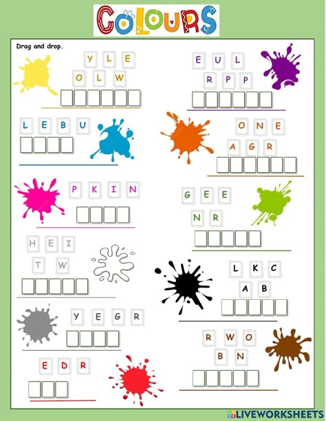 Match Letters With Pictures, English Coloring Worksheets, Colour Worksheet For Grade 1, Color Words Worksheet, Colours For Kids Worksheet, Colors Worksheets For Kids Kindergarten, Colours Worksheet For Kids, Colours Activities For Kids, Colour Activity For Kids