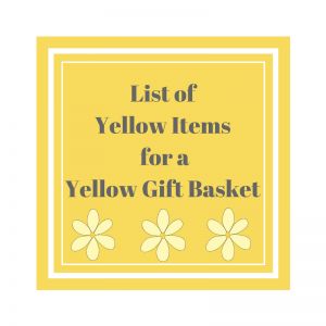 Our scheduler at work is preparing “Boxes of Sunshine” to deliver to the doctor’s offices that schedule at our surgery center.  Everything in the box is going to be yellow.  You may have seen similar boxes on pinterest.com if you are a Pinterest fan.  🙂  This list was created to give her some ideas and to help any of you that may be creating a similar gift for someone.  Yellow is such a fun color.  If you are gathering together things that are yellow, you will really start to notice yellow item Yellow Gift Basket Ideas, Yellow Gift Basket, Yellow Themed Gifts, Yellow Gifts Basket, Orange Gift Basket, Basket Of Sunshine, Bag Of Sunshine, Yellow Items, Get Well Baskets