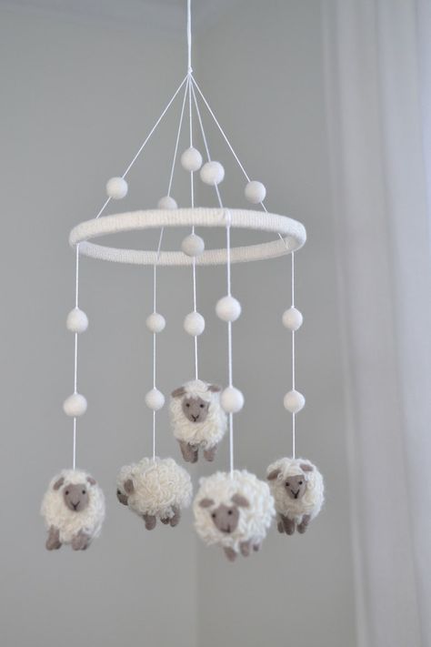 Diy Art Nursery, Sheep Mobile Nursery, Nursery Lamb Theme, Lamb Themed Nursery, Baby Lamb Baby Shower Ideas, Sheep Themed Nursery, Sheep Nursery Theme, Lamb Nursery Theme, Lamb Baby Shower Theme