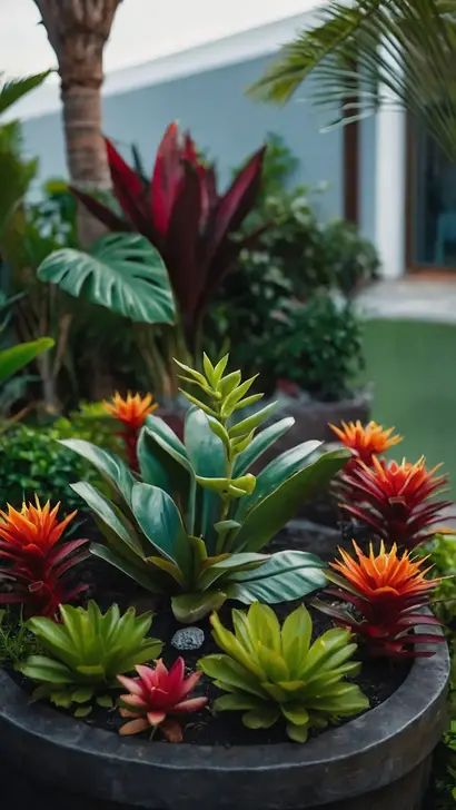 Transform Your Outdoor Space: 15 Charming Tropical Garden Ideas - TecArticles Backyard Landscaping Tropical, Small Tropical Garden Design, Landscaping Tropical, Tropical Garden Ideas, Small Tropical Gardens, Florida Landscape, Tropical Garden Design, Plant Ideas, Pot Plant