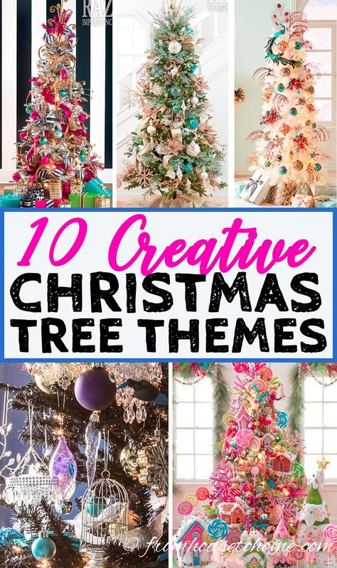 I LOVE these creative Christmas tree themes! So many unique Christmas tree decorating ideas for modern, traditional and even beach-y decor. Kate Spade Christmas Tree, Tree Theme Ideas, Christmas Tree Theme Ideas, Unique Christmas Trees Themes, Peacock Christmas Tree, Christmas Tree Theme, Christmas Abbott, Woodland Christmas Tree, Coastal Christmas Tree