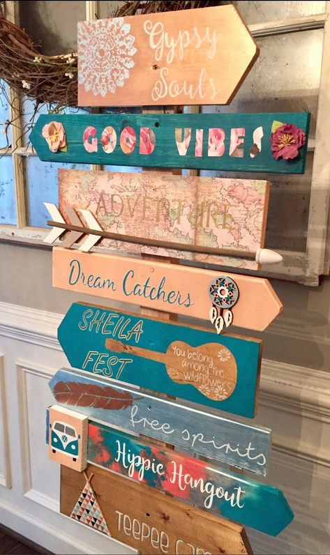 Custom Bohemian Hippie Directional Sign Boho | Etsy Hippie Crafts, Hippie House, Hippie Homes, Kids Bedroom Designs, Boho Interiors, Hippie Home Decor, Directional Signs, Hand Painted Decor, Hippie Decor