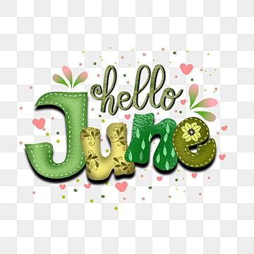 Hello June Month, June Clipart, June Lettering, Hello Clipart, Banner Vector Png, Brick Books, June Month, June Calendar, Leaf Printable