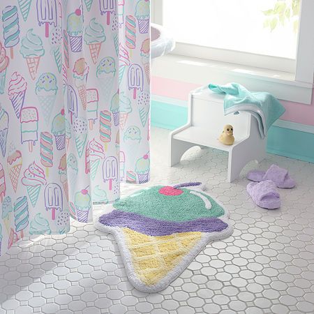 Introducing the Under the Stars Ice Cream Cone Bathmat - a perfect addition to your bathroom decor. This 21x34 inch ice cream cone shaped rug is not only fun and whimsical, but also highly functional, with skid-resistant latex backing to ensure maximum safety in wet areas. Crafted with high-quality 100% polyester material, this rug is both durable and machine washable. With a meticulously machine-made design, every inch of this Ice Cream Cone shaped bathmat is crafted to perfection. Its playful Kids Bathroom Themes Target, Fun Kids Bathroom Walmart, Kids Bathroom Themes Walmart, Ikea Toddler Bathroom, Fun Kids Bathroom Colors, Small Family Bathroom Kids, Fun Kids Bathroom Small, Fun Kids Bathroom Modern, Fun Bathroom Themes