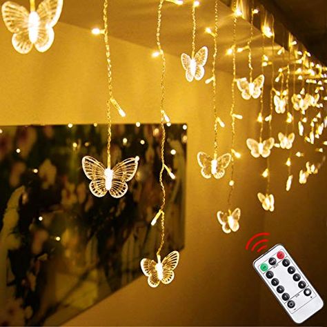 Butterfly Hanging Decorations, Butterfly String Lights, Fairy Room, Twinkle String Lights, Led Curtain Lights, Led Fairy String Lights, Led Curtain, Curtain String Lights, Butterfly Lighting