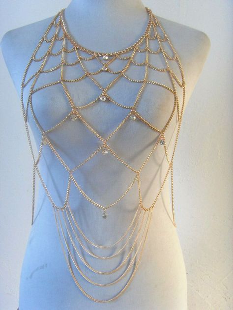 Geometric Crystal Body Chain Necklace Full Body Chain, Rhinestone Body Chain, Swimwear Luxury, Body Necklace Chain, Long Layer, Body Necklace, Gold Body Chain, Prom Jewelry, Body Chain Jewelry