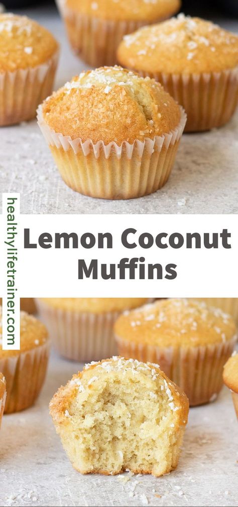 Lemon coconut muffins are one of the most delicious, moist and healthy muffin recipes. These lemon muffins offer a tangy lemony flavor directly stripped off from lemon zest and its juice. Every bite also has an undertone taste of fresh coconut with its natural flavor. #coconutmuffins #Lemonmuffins #easymuffins Moist Muffin Recipe, Coconut Muffin Recipes, Lemon Muffin Recipes, Cherry Muffins, Muffin Flavors, Healthy Muffin, Coconut Muffins, Healthy Muffin Recipes, Sweet Muffin