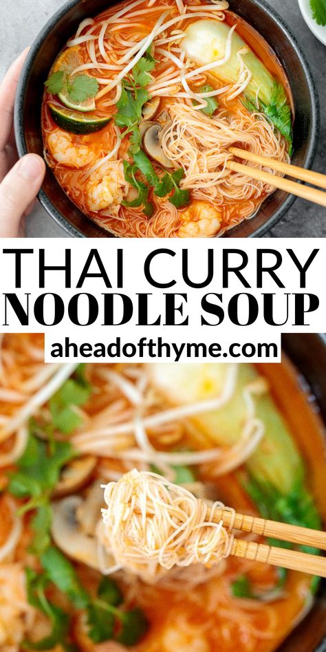 Vermicelli Shrimp Recipes, Vermicelli Noodle Soup, Curry Ramen Noodle Recipes, Shrimp Vermicelli, One Pot Thai, Thai Red Curry Noodle Soup, Vermicelli Rice Noodles, Vermicelli Rice, Red Curry Noodle Soup