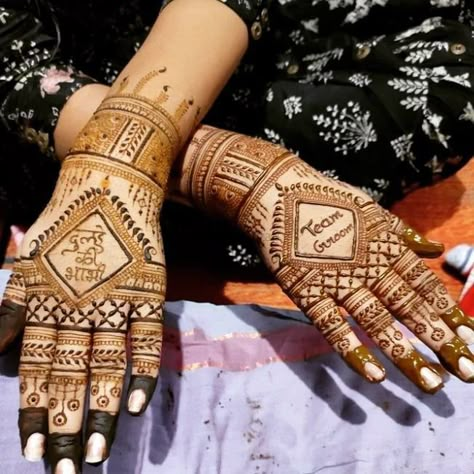 Reet Mehendi - Mehndi Artist on ShaadiSaga Bhai Engagement Mehndi Designs, Bhai Wedding Mehndi, Groom Back Hand Mehndi Design, Groom Mehendi Designs Back Side, Groom Name In Mehndi Design, Team Bride Mehendi Designs, Groom Mehendi Designs Palm For Men, Team Groom Mehndi Design, Mehndi For Groom Hand