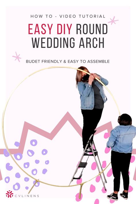 Round Arch Decoration Wedding Diy, How To Make Circle Backdrop, Diy Round Arch For Wedding, Diy Ring Backdrop, Diy Round Photo Backdrop, Diy Circle Backdrop Stand, Diy Round Arch Backdrop, Diy Circle Arch Wedding, Round Wedding Arch Ideas Diy