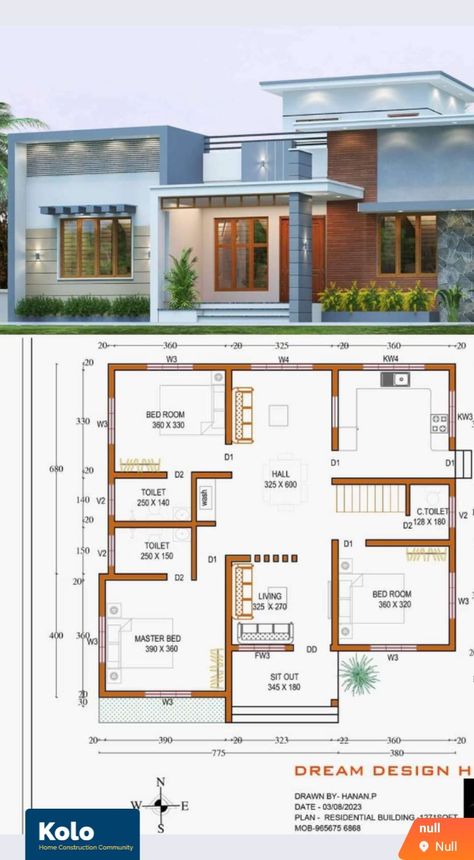 Simple House Floor Plan, Architecture Plan Layout, Cheap House Plans, Bungalow Plan, Floor Plan Ideas, Modern Bungalow House Plans, Single Floor House Design, Rumah Minecraft Sederhana, Building Design Plan