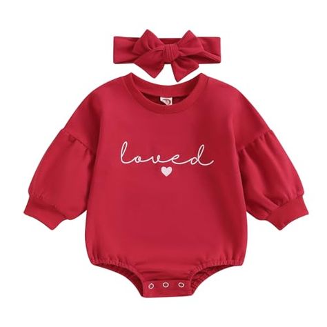 Baby Boy Girl Valentines Day Outfit Mama's Little Love Sweatshirt Romper Oversized Long Sleeve Bubble Onesie Clothes Baby Girl Valentines Day Outfit, Baby Valentines Outfit, Valentine Outfits, Girls Valentines Outfit, Girl Valentines, Baby Bubble Romper, Valentines Day Baby