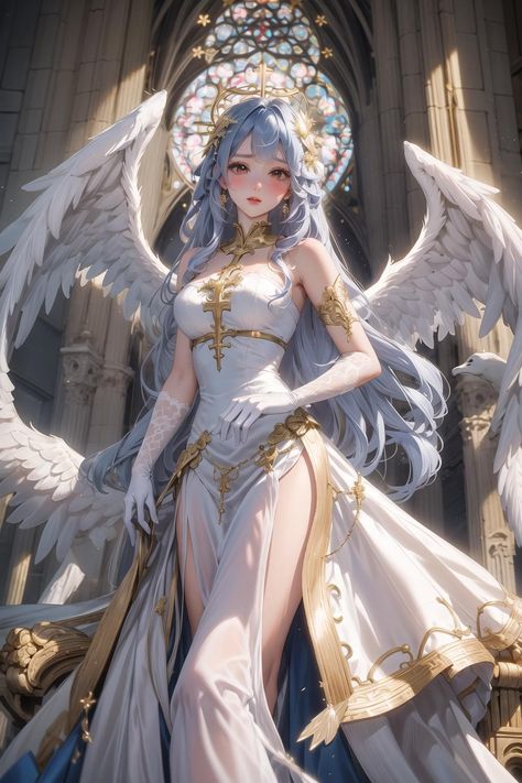 Female Phoenix Art, Female Angel Art, Seraphim Oc, Angel Girl Art, Female Aasimar, Angel Female, Angel Woman, Female Angel, Angel Manga