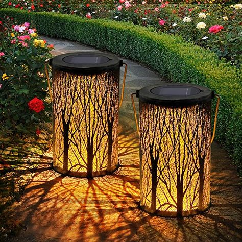 Amazon.com: Solar Lanterns Outdoor Waterproof, 2 Pack LED Hanging Lanterns Solar Powered with Handle Waterproof, Decorative Retro Metal Solar Light for Table Garden Patio Yard Pathway Walkway Tree Fence Christmas : Tools & Home Improvement Solar Garden Lanterns, Decorative Solar Lights, Solar Lantern Lights, Solar Lanterns Outdoor, Solar Hanging Lanterns, Outdoor Lantern Lighting, Led Landscape Lighting, Solar Lantern, Outdoor Landscape Lighting