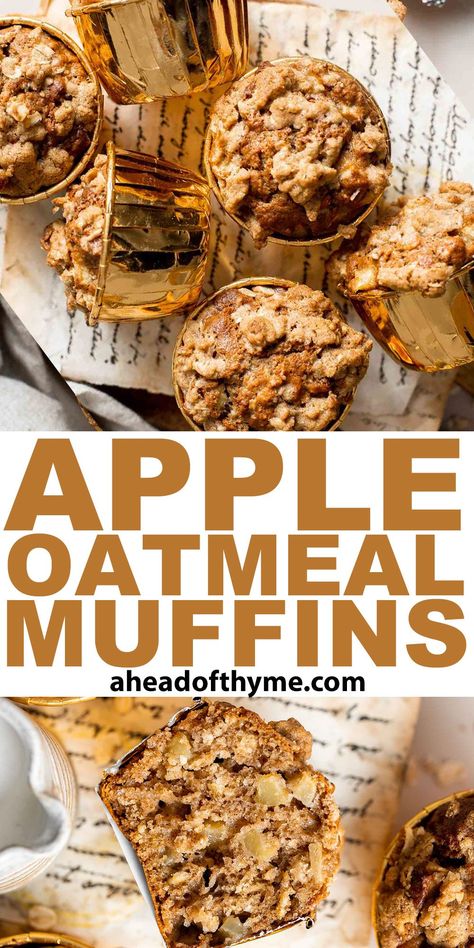 Muffins Oatmeal, Apple Oatmeal Muffins, Muffins Blueberry, Oatmeal Muffin Recipes, Apple Recipes Healthy, Baked Apple Recipes, Muffins Breakfast, Cooking Oatmeal, Apples Cinnamon