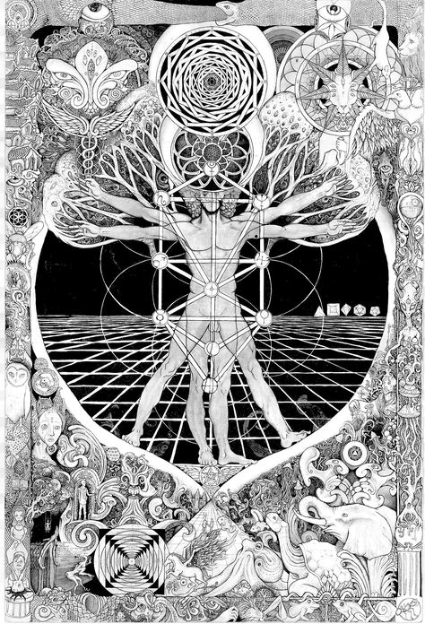 Jonathan the Vitruvius Mud Man - David Crystalface Kunst Inspo, Arte Occulta, Esoteric Symbols, Sacred Geometry Symbols, Vitruvian Man, Occult Symbols, Alchemy Symbols, Esoteric Art, Sacred Geometry Art