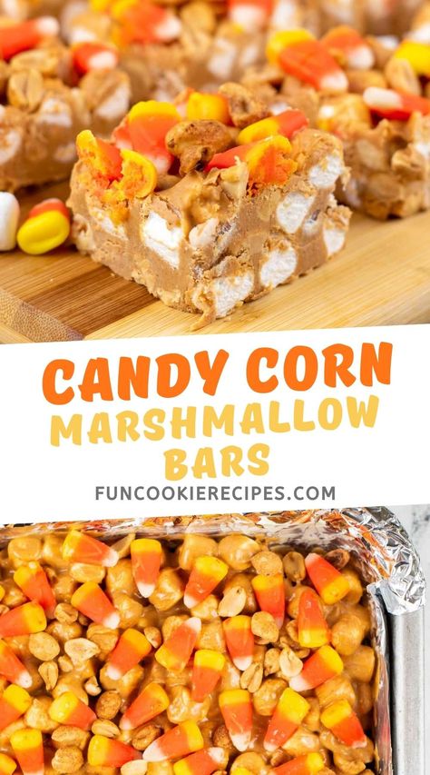 Pumpkin Candy Corn Desserts, Candy Corn Bars Halloween Treats, Candy Corn Casserole, Recipe With Candy Corn, Candy Corn Brownies, Desserts With Candy Corn, Souper Halloween, Candy Corn Popcorn, Fun Cookie Recipes