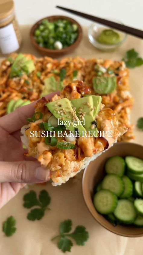 Sushi Bake Recipe 🍣🍱 in 2022 | Recipes, Diy food recipes, Food dishes Lazy Sushi Recipes, Lazy Sushi, Dinner Lazy, Recipes For Two People, Ramadan Dinner, Sushi Bake Recipe, Apartment Cooking, Ramadan Series, Asain Food