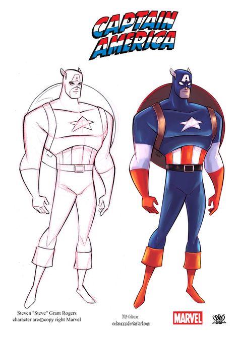 Captain America style  Bruce Timm by celaoxxx.deviantart.com on @DeviantArt Captain America Art, Arte Nerd, Black Cat Marvel, Bruce Timm, Marvel Artwork, Comic Book Artwork, Cartoon World, Marvel Comic Universe, Poses References