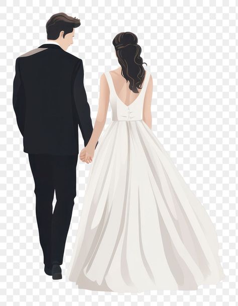 A groom and bride holding hands wedding fashion dress | premium image by rawpixel.com / PLOYPLOY Wedding Elements Png, Bride And Groom Illustration, Graphic Wedding Invitations, Wedding Icon, Groom And Bride, Snapchat Icon, Handmade Wedding Favours, Birthday Cake Topper Printable, Bride Gown