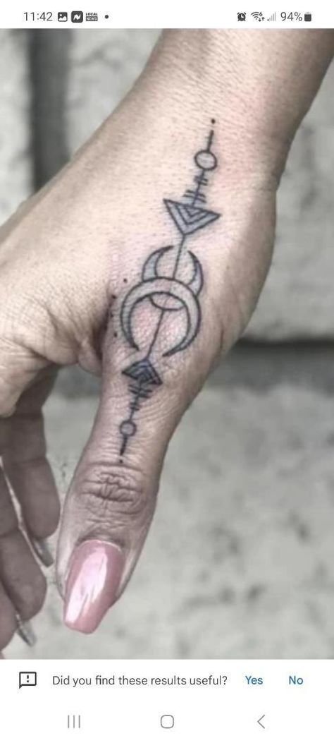 Viking Finger Tattoo For Women, Moon Thumb Tattoo, Geometric Finger Tattoo, Geometric Hand Tattoo, Warrior Tattoos For Women, Thumb Tattoo, Moon Cycle Tattoo, Baddie Tats, Marriage Tattoos