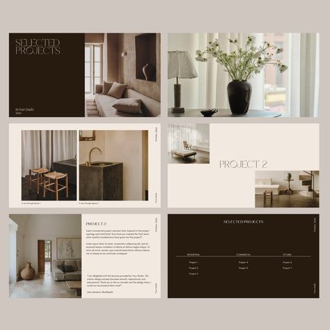 nterior Design Portfolio templates are specially designed for professionals and students in the interior design field. This document is crafted to showcase your best works to potential clients or employers. It's fully customizable, allowing you to seamlessly present your portfolio. Elevate your visual communication using this template and save valuable time. Download and start editing right away! Product details:  * Easy-to-use 22-page portfolio template. * Your purchase includes a link to the C Interior Design Graduate Portfolio, Interior Design Portfolio Layout Ideas, Service Price List Design, Interior Architect Portfolio, Interior Design Presentation Template, Interior Designer Portfolio Examples, Interior Design Proposal Template, Portfolio Design Layout Student, Company Portfolio Design