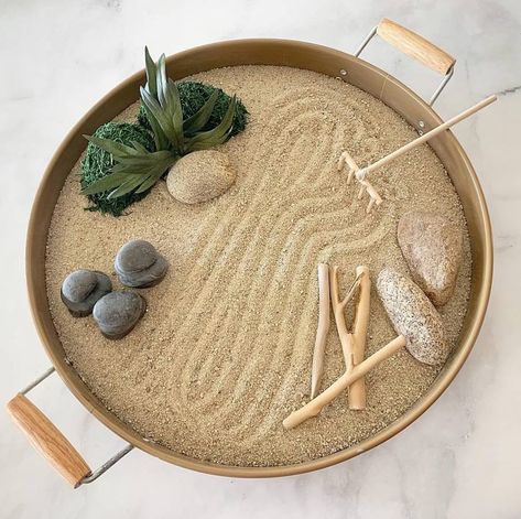 Zen Garden Tabletop, Garden Sensory Bin, Tabletop Zen Garden, Garden Sensory, Desktop Zen Garden, Miniature Zen Garden, Japanese Plants, Sand Tray, Mini Zen Garden