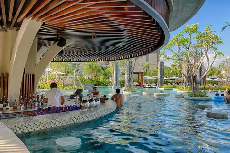 Sofitel Nusa Dua Pool Bar Pool Bar Design, Nusa Dua Beach, Bali Nusa Dua, Sofitel Hotel, Gates Design, Resort Interior, Luxury Hospitality, Resort Architecture, Pool Landscape Design