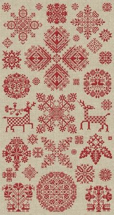 karelian embroidery Christmas Sampler, Christmas Download, Start Sewing, Fair Isles, Beautiful Cross Stitch Pattern, Diy Broderie, Folk Embroidery, Cross Stitch Samplers, Christmas Embroidery