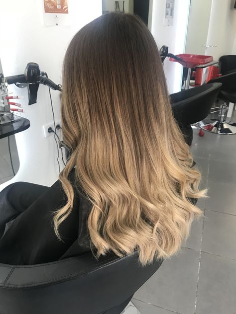 Dip Dye Balayage Hair, Brown Hair Fade Into Blonde, Brown Hair Into Blonde Ombre, Brown Faded To Blonde Hair, Ombré Light Brown Hair, Dark Brown Fade To Blonde Hair, Blonde At The End Of Brown Hair, Hair Colour Ideas Ombre, Highlights At End Of Hair