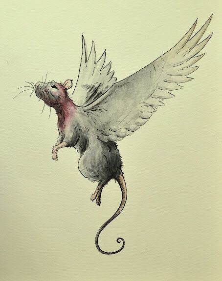 Flying rat Alas Tattoo, Rat Art, Rat Tattoo, Tier Tattoo, A Rat, Pet Mice, Cute Rats, Tattoo Portfolio, Pet Rats