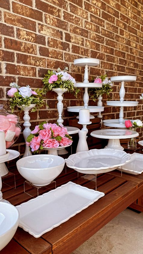 Dessert Bar Set Up Display, Desert Table Setup Ideas, Diy Dessert Stand Display, Treat Table Set Up, Dessert Table Set Up Display, Bunco Decor, Dessert Bar Display, Dessert Table Set Up, Diy Dessert Stand